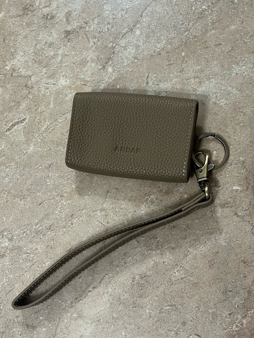 Women's Taupe Leather Key & Card Holder Wristlet - Picture 11 of 16